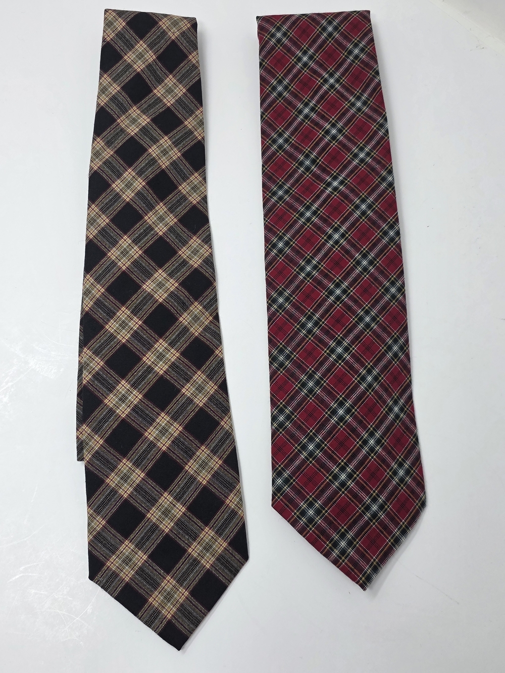 Pendleton Lot of 2 classic plaid red & Brown 100% Wool ties Excellent condition
